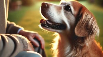 A loyal dog gazes at its owner, emphasizing the deep connection between pets and their families