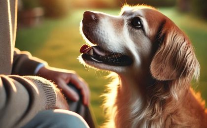 A loyal dog gazes at its owner, emphasizing the deep connection between pets and their families